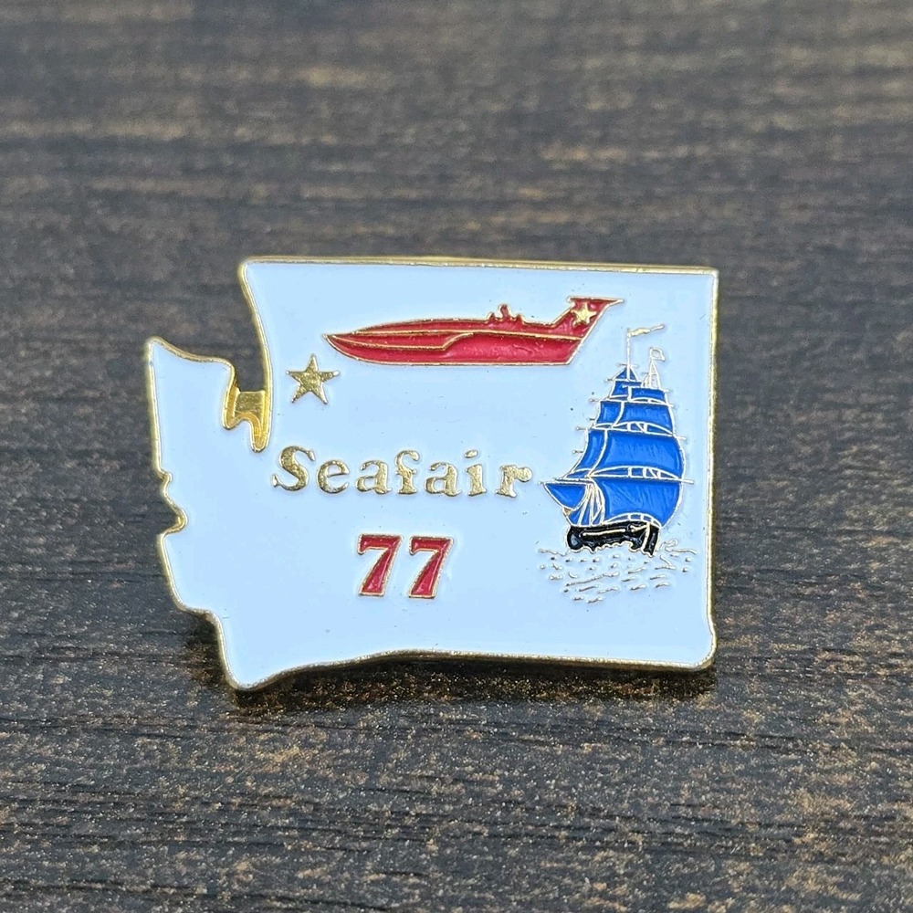 Vintage Seafair 1977 Seattle WA Enamel Pin Washington State Hydroplane
